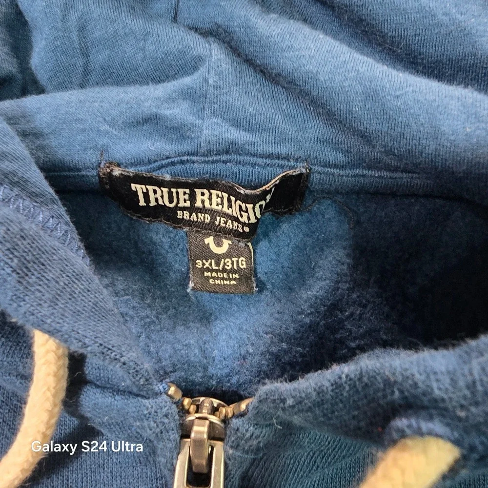 True Religion Mens Core Zip Hoodie Navy Blue World Tour Buddha 3XL 104931